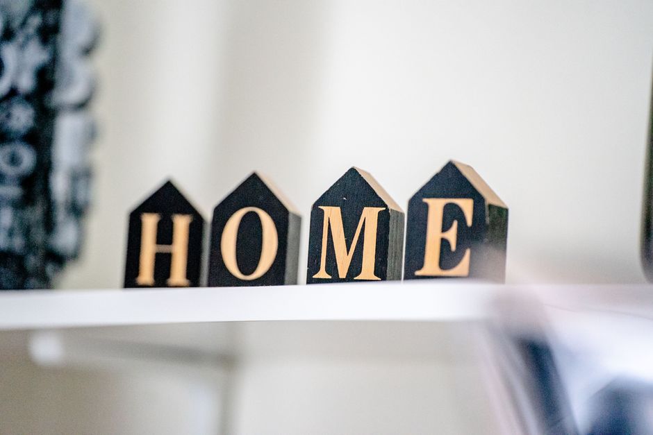 Styled shelf with neutral decor accessories